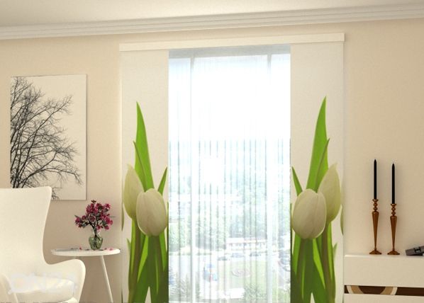 Pimendav paneelkardin White Tulips 2, 80x240 cm