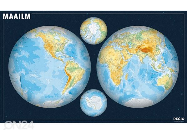 Regio maailma poolkerade seinakaart 1:34 000 000