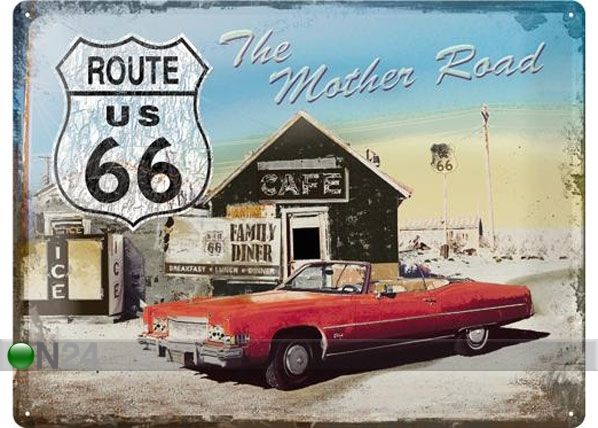 Retro metallposter Route 66 The Mother Road 30x40cm