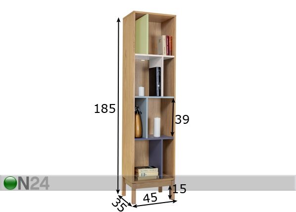Riiul Abbey Wood Offset Bookcase mõõdud