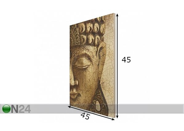Seinapilt puidul Vintage Buddha mõõdud