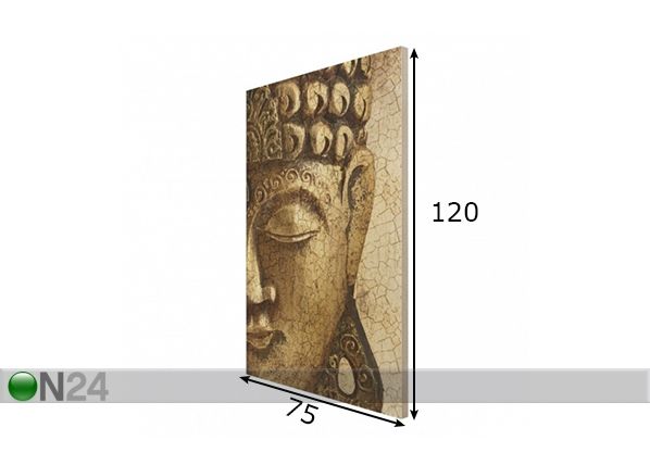 Seinapilt puidul Vintage Buddha mõõdud