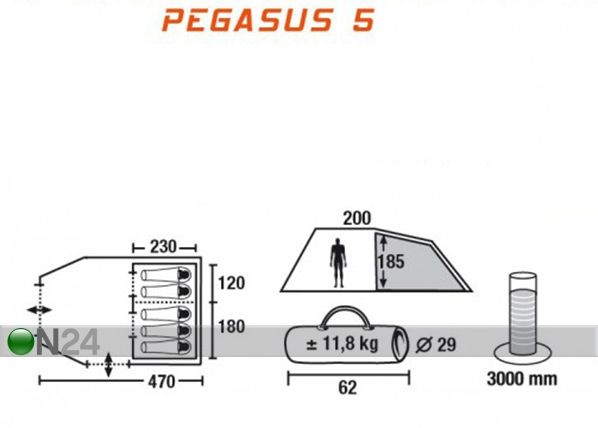 Telk High Peak Pegasus 5 pruun/tumepruun mõõdud
