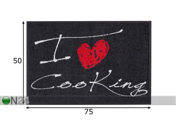 Vaip I Love Cooking Heart 50x75 cm mõõdud