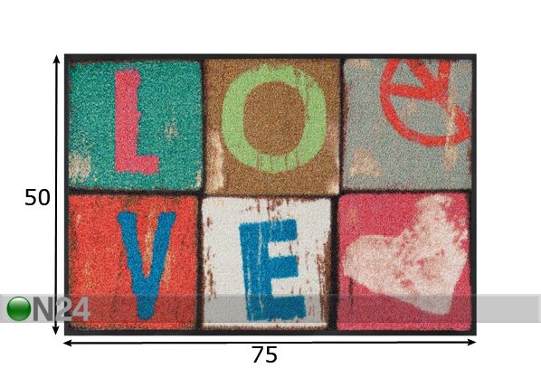 Vaip Love Letters 50x75 cm mõõdud