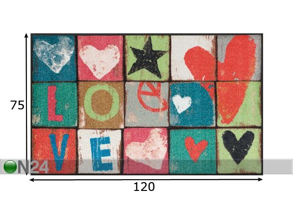 Vaip Love Letters 75x120 cm mõõdud