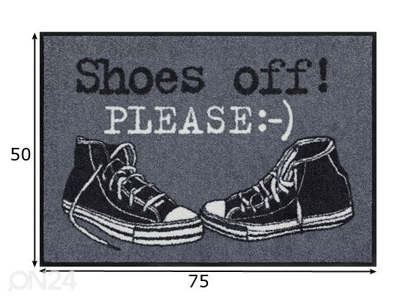 Vaip Shoes off Please 50x75 cm mõõdud