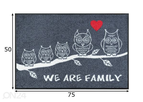 Vaip We Are Family 50x75 cm mõõdud