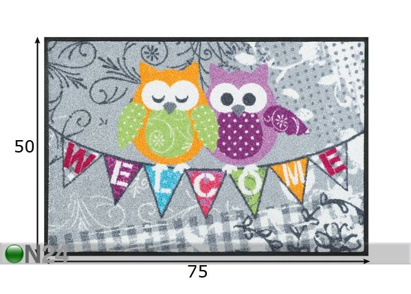 Vaip Welcome Owls 50x75 cm mõõdud