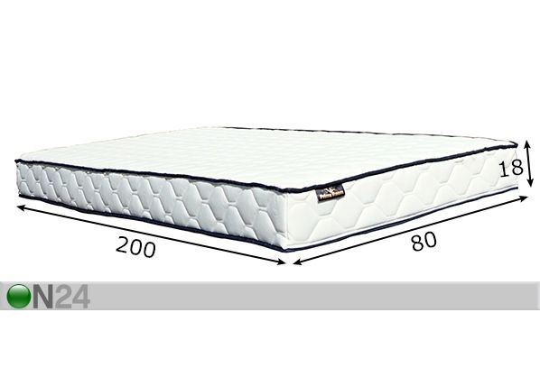 Vedrumadrats Prime Standard Pocket 80x200 cm mõõdud
