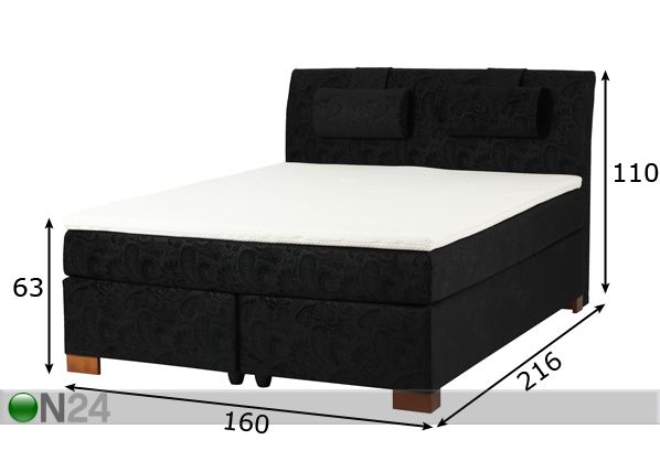 Visco Premium jenkkivoodi komplekt 160x200 cm + voodipeats mõõdud