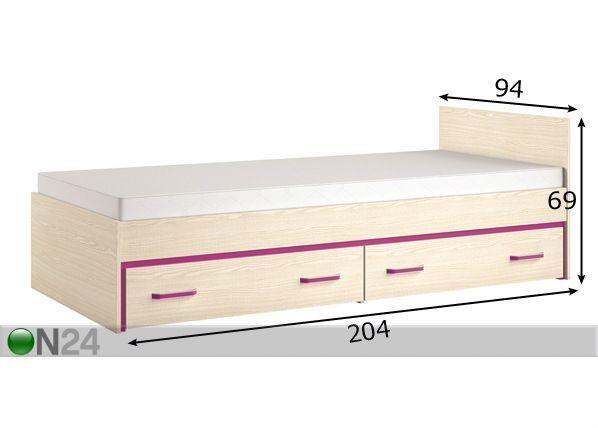 Voodi 90x200 cm mõõdud