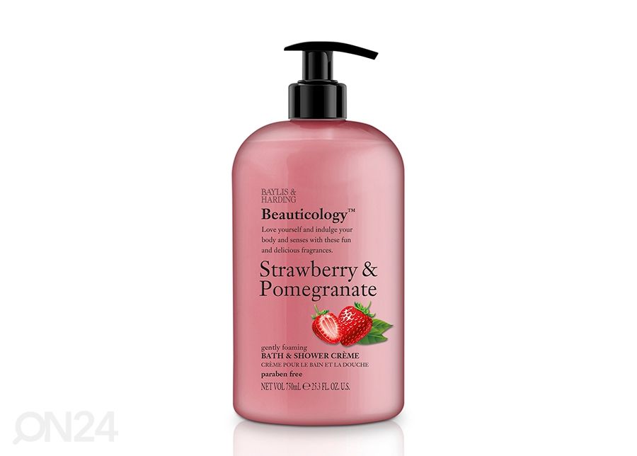 Dušigeel Beautycology maasikas ja granaatõun 750 ml suurendatud