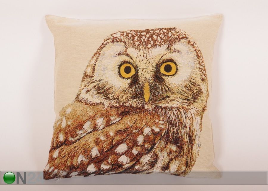 Gobeläänkangast dekoratiivpadi Owl 45x45 cm suurendatud