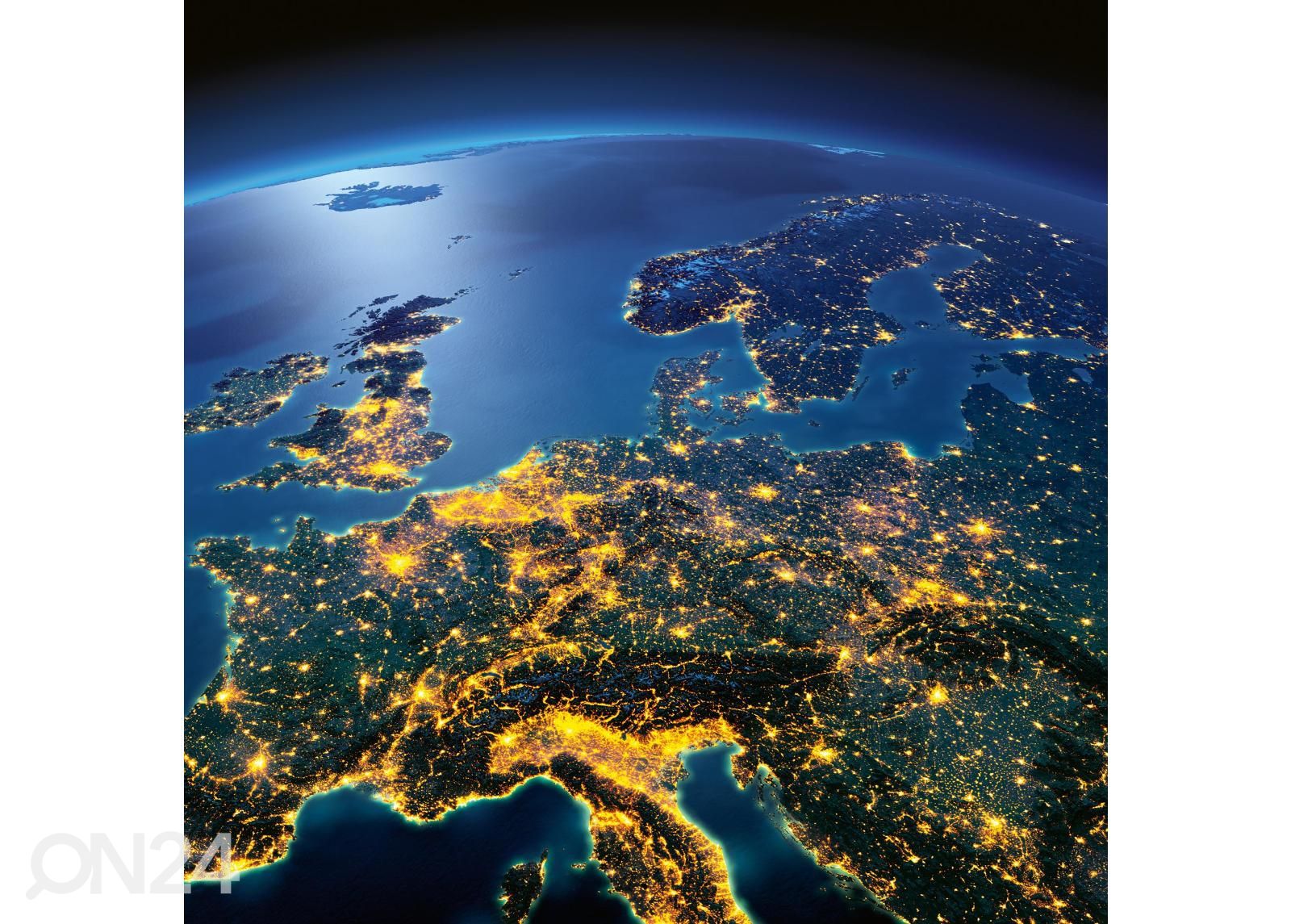 Isekleepuv fototapeet Night Europe From Space suurendatud
