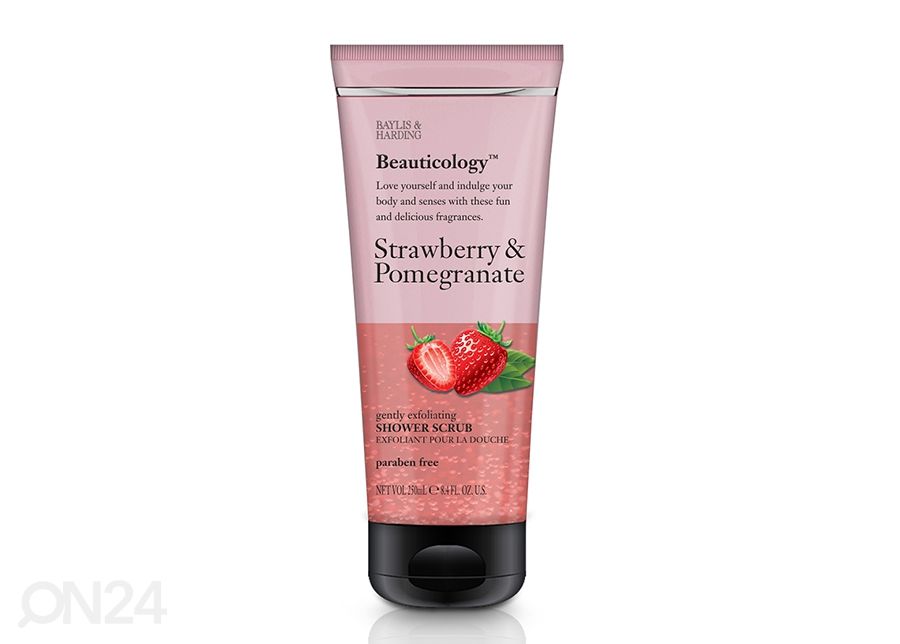 Kooriv dušigeel Beautycology maasikas ja granaatõun 250 ml suurendatud