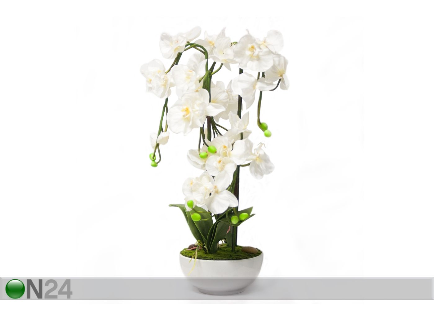 Kunstlill Valge orhidee 80 cm suurendatud