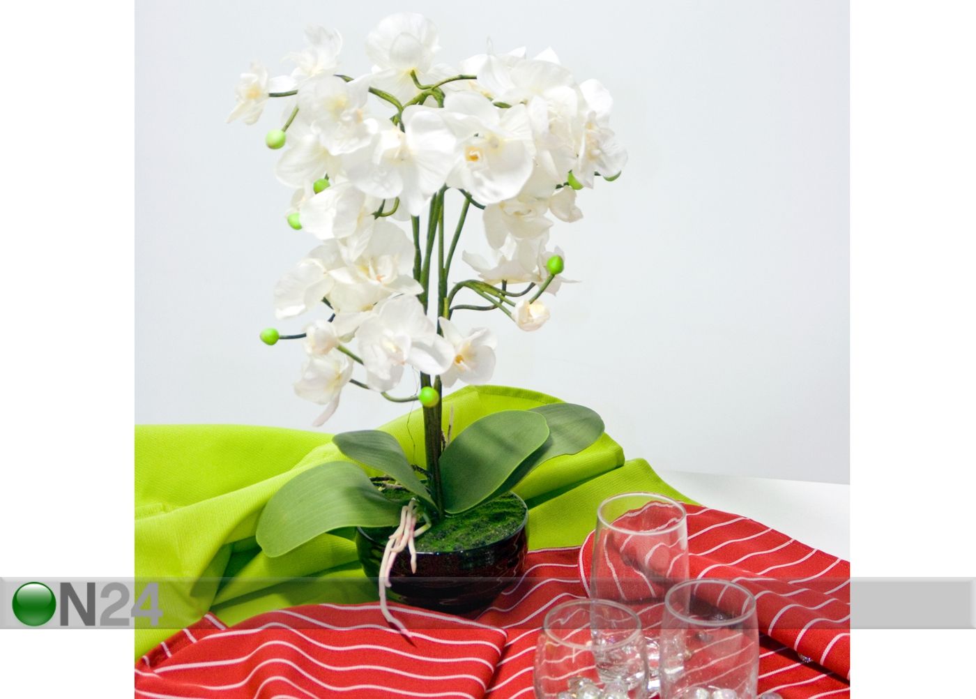 Kunstlill Valge orhidee h48 cm suurendatud