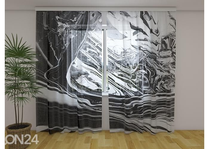 Läbipaistev fotokardin Textured Black and White Abstraction 240x220 cm suurendatud