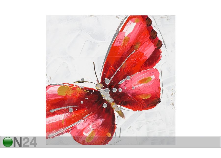 Õlimaal Punane liblikas 30x30 cm suurendatud