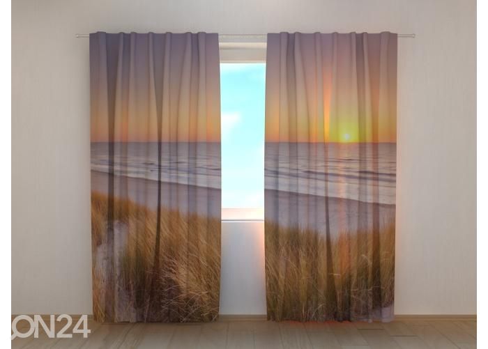 Poolpimendav fotokardin Dunes and Beach at Sunset in The Netherlands 240x220 cm suurendatud