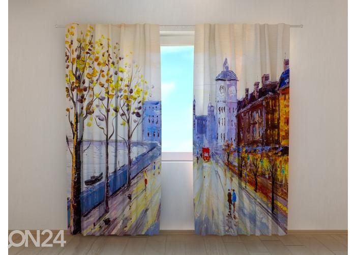 Poolpimendav fotokardin Oil Painting View of London 240x220 cm suurendatud