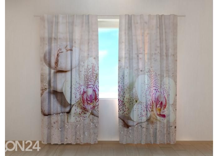 Poolpimendav fotokardin Orchids and Zen Stones 240x220 cm suurendatud