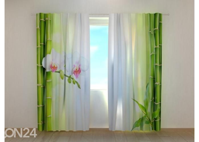 Poolpimendav fotokardin White Orchid with Fresh Bamboo 240x220 cm suurendatud