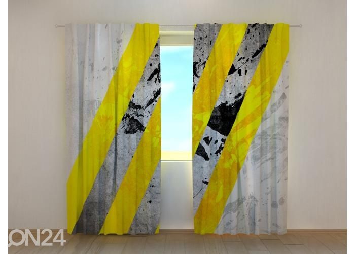 Poolpimendav fotokardin Yellow and Gray Lines Abstractions 240x220 cm suurendatud