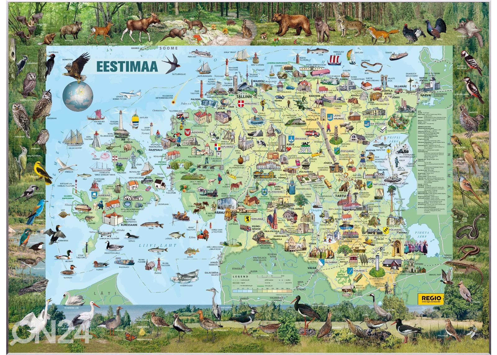 Regio Eesti piltkaart 150 x 110 cm suurendatud