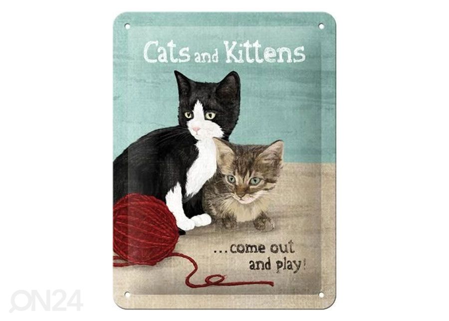 Retro metallposter Cats and Kittens 15x20 cm suurendatud