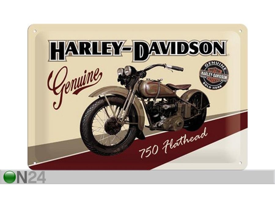 Retro metallposter Harley-Davidson 750 Flathead 20x30 cm suurendatud