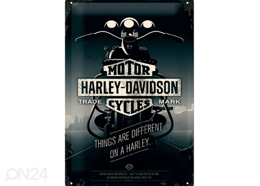 Retro metallposter Harley-Davidson Things are different on a Harley 20x30 cm suurendatud
