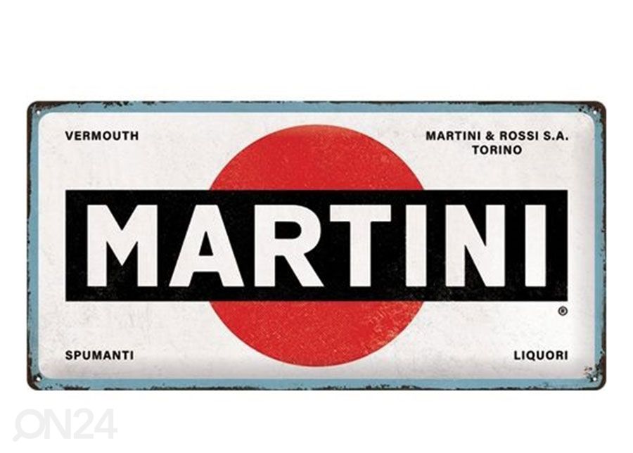 Retro metallposter Martini - Logo White 25x50 cm suurendatud