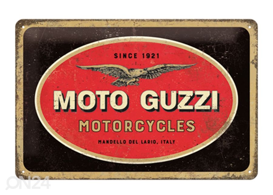 Retro metallposter Moto Guzzi logo 20x30 cm suurendatud