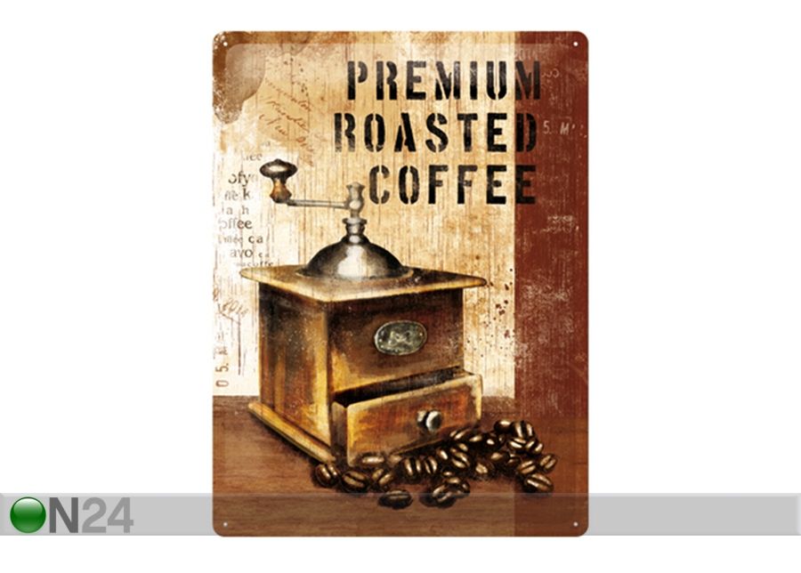 Retro metallposter Premium Roasted Coffee 30x40 cm suurendatud
