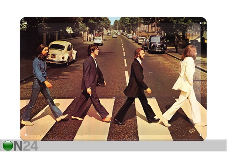 Retro metallposter The Beatles Abbey Road 30x20 cm suurendatud