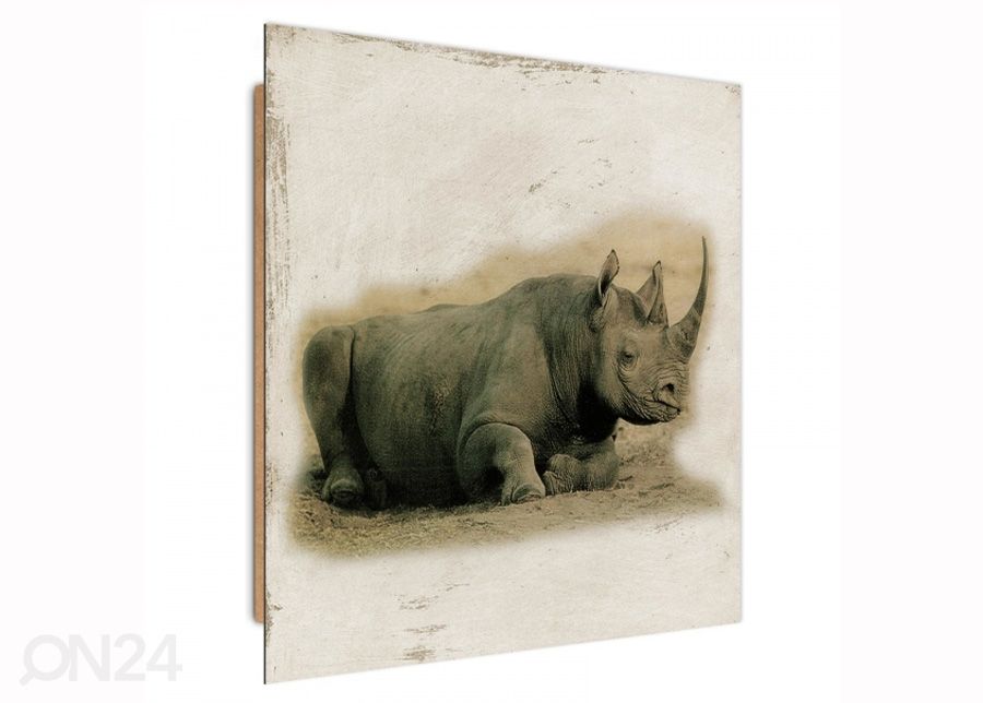 Seinapilt Rhinoceros 3D 30x30 cm suurendatud