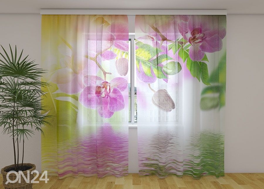 Šifoon-fotokardin Summer Orchids 240x220 cm suurendatud