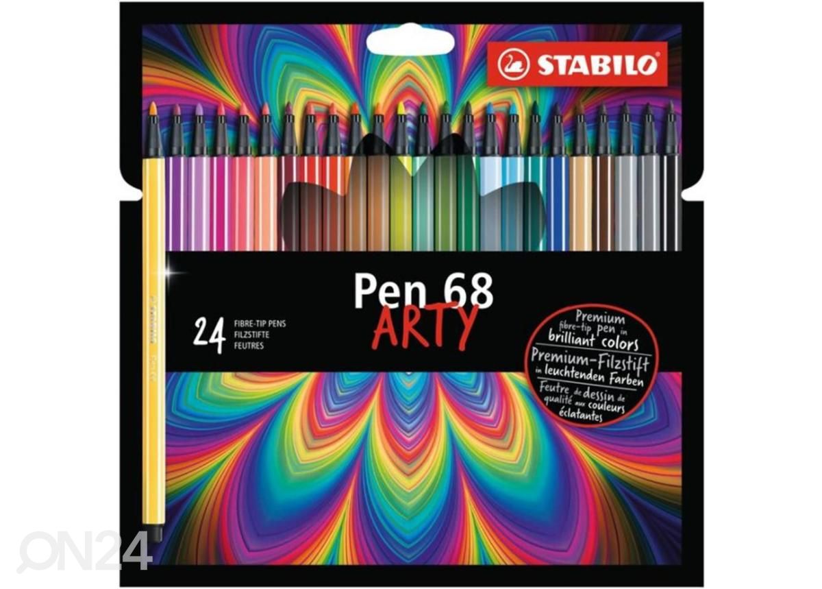 Tindipliiats Stabilo pen 68 24 värvi suurendatud