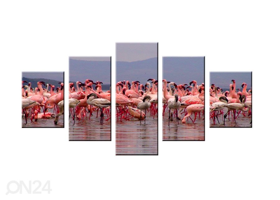 Viieosaline seinapilt Flamingod suurendatud
