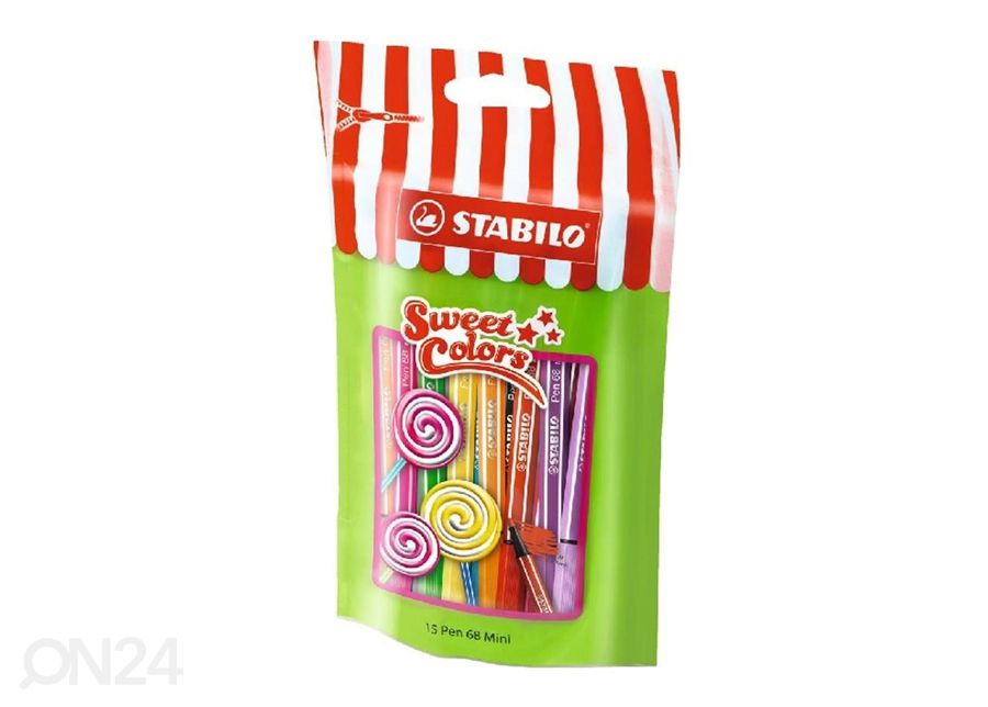 Vildikad Lollipop Stabilo Pen 68, 15 värvi suurendatud