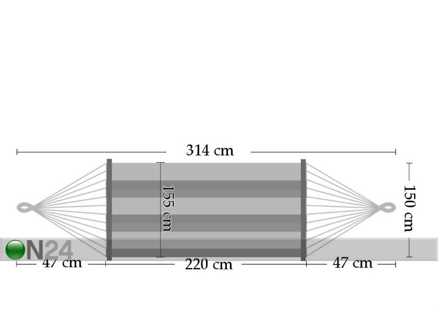 Võrkkiik 150x220 cm suurendatud mõõdud