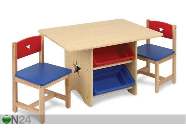 KidKraft hoiukastidega laud ja toolid