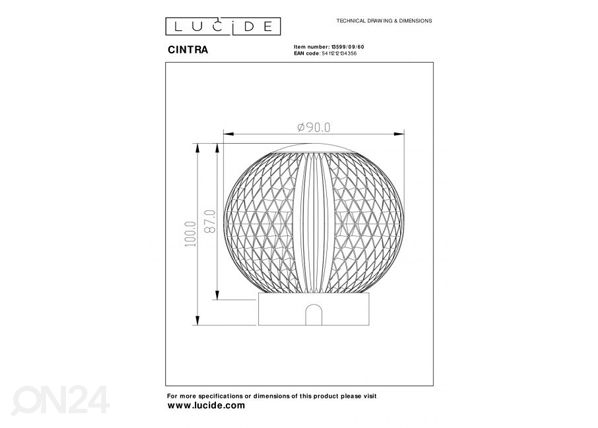 Laualamp Cintra laetav 1x1,5W 3000K - 3 StepDim