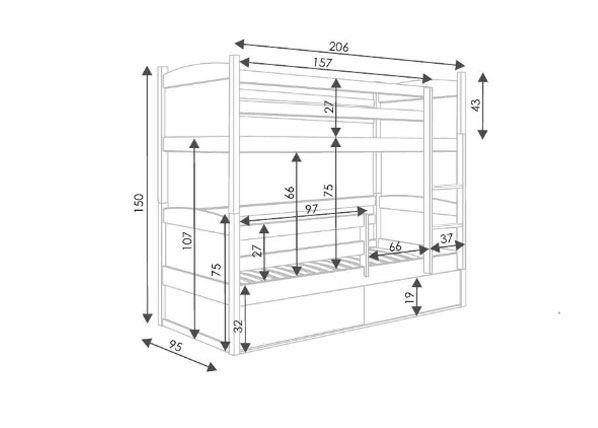 Narivoodi komplekt 90x200 cm