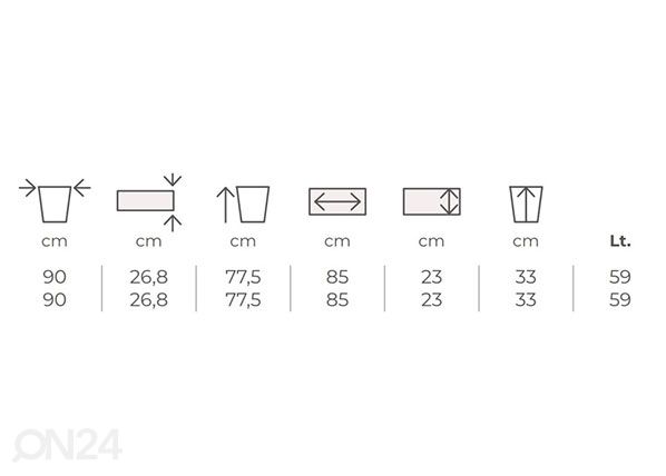 Taimepott Divio 90x27xh78 cm, betoon