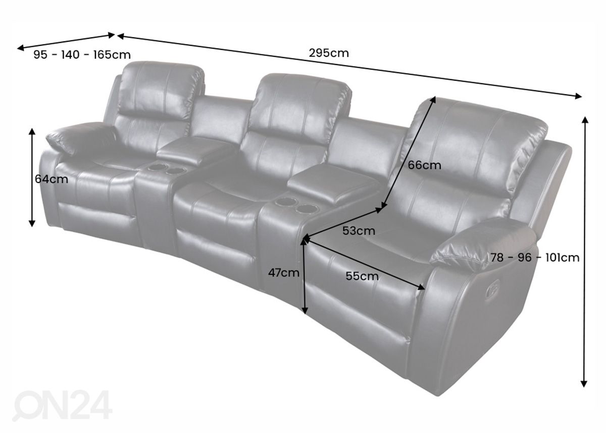 3-kohaline diivan recliner Hollywood suurendatud