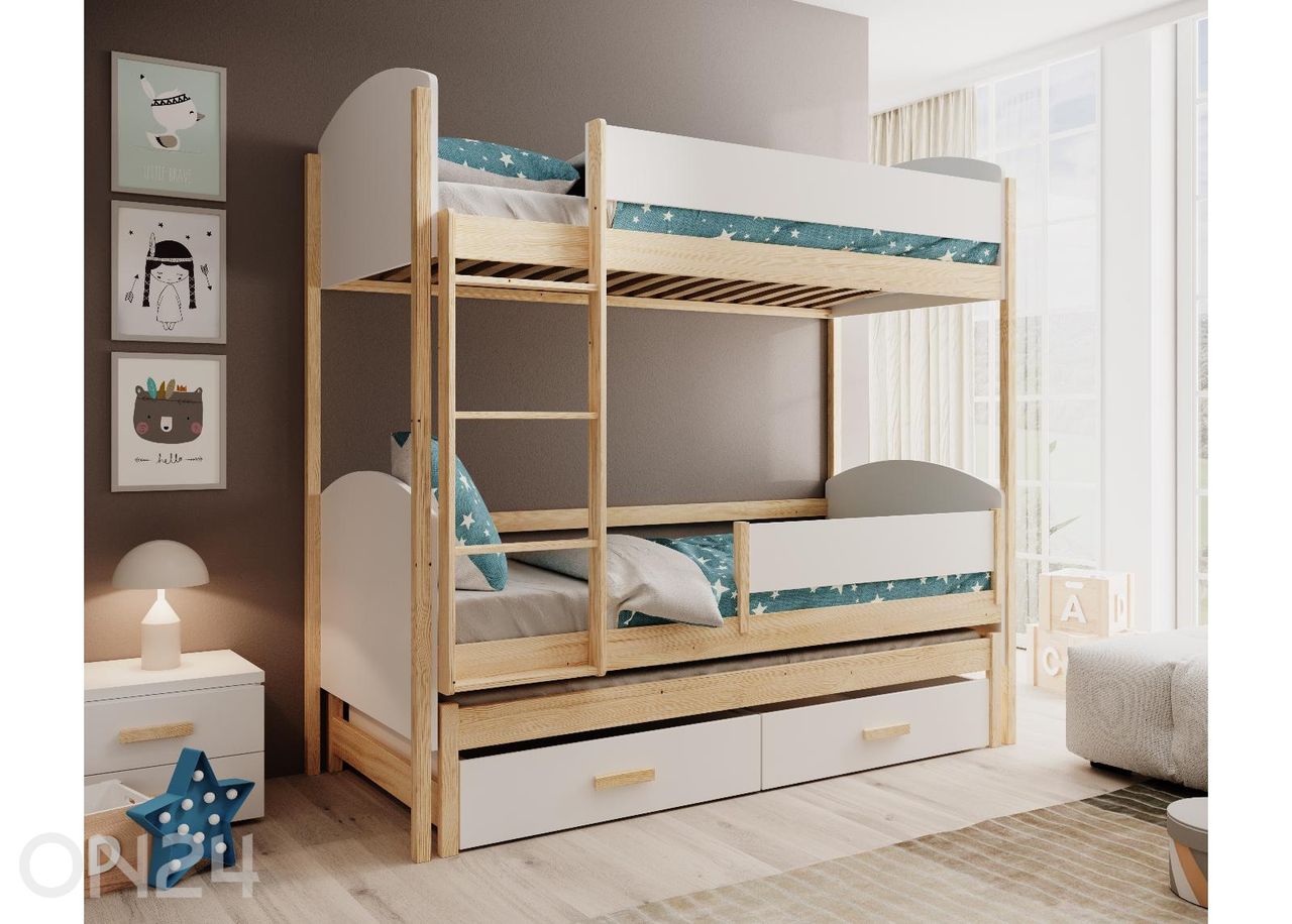 3-kohaline narivoodi komplekt Leia madratsitega 80x180 cm suurendatud