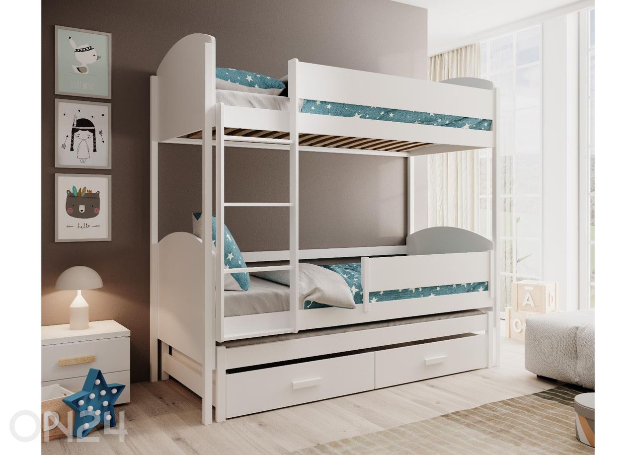 3-kohaline narivoodi komplekt Leia madratsitega 80x180 cm suurendatud